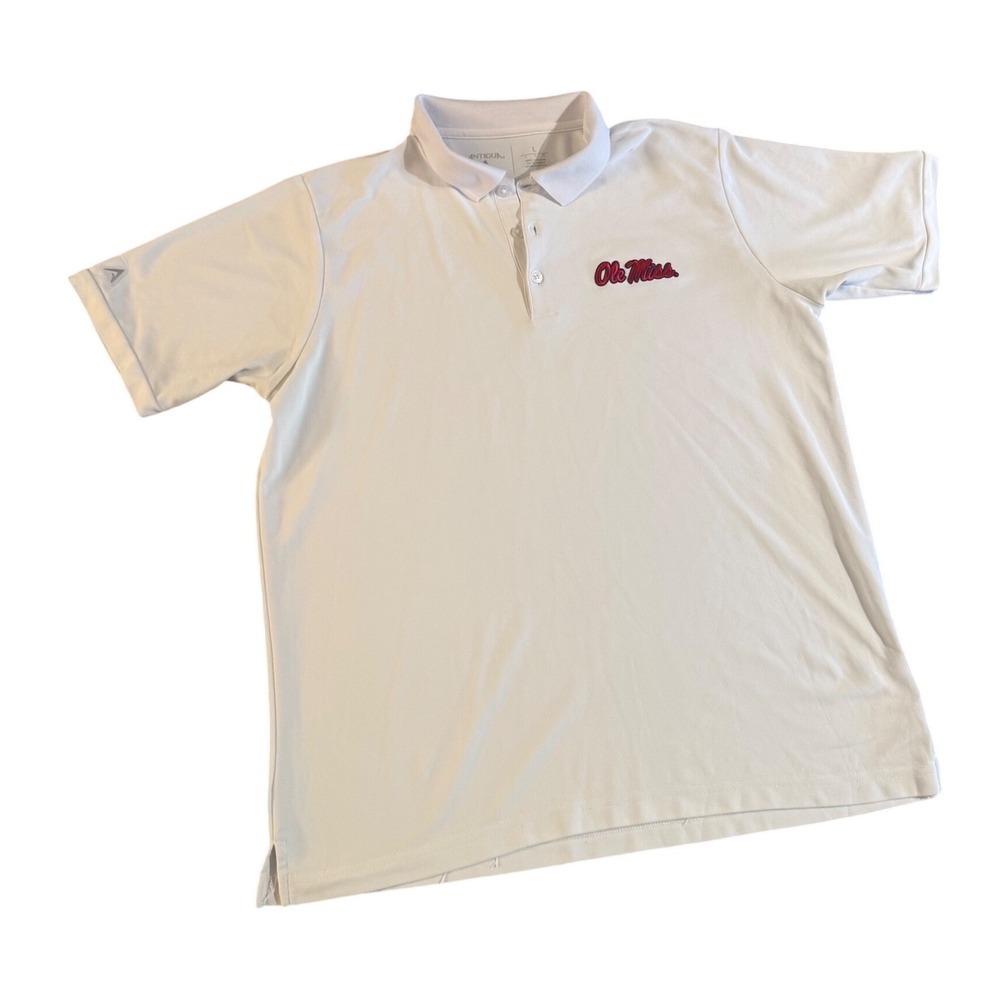 Mens Ole Miss Rebels Polo Shirt White Large NCAA Collegiate Short SleevE